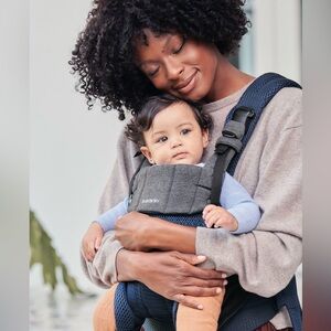 BabyBjörn Harmony blue mesh carrier. Front and back ergonomic carrying.
